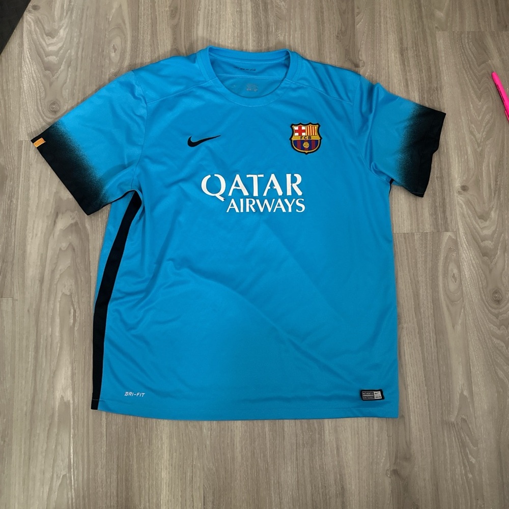 Nike Kids Teal and Black Soccer Jersey